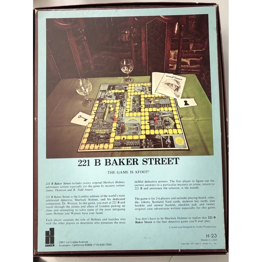 221B Baker Street The Master Detective Game Vintage 1977 Hansen Games - Picture 6 of 6